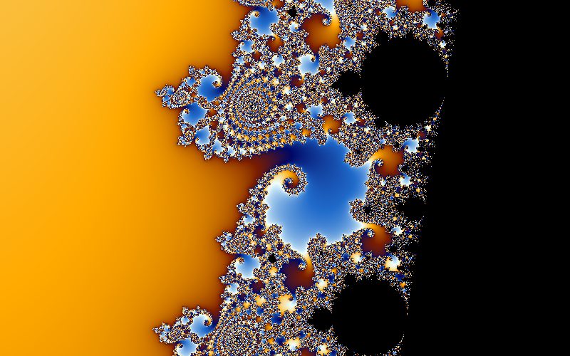 The Mandelbrot set in blue and orange