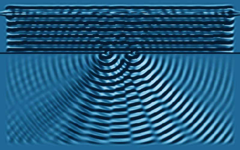 Interference ripples on water