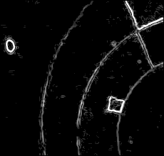 Edge detection revealing the semicircle boundary