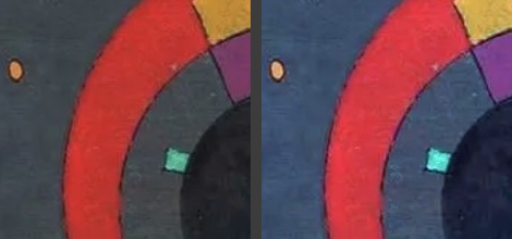 Enhanced view showing the gray semicircle